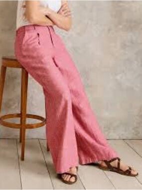 Bosca Pink linen High-Rise Wide-Leg Trousers